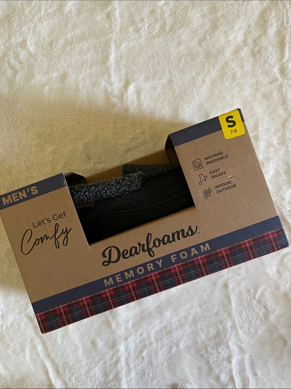 Dearfoams men’s Memory Foam Slippers SZ S 7-8